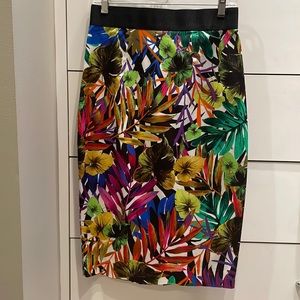 Milly high waisted tropical print skirt.